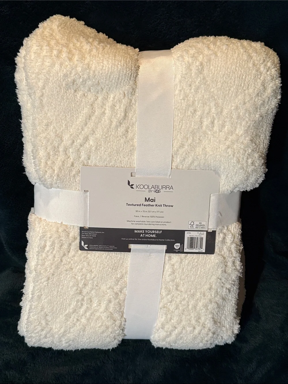 NWT Koolaburra Cream Textured Plush Knit Throw - Picture 2 of 3